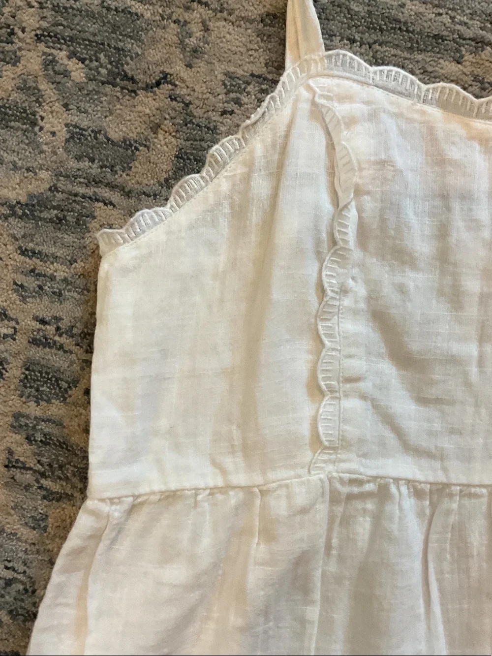 Aeropostale White Tiered Spaghetti-Strap Babydoll Mini Dress lace small cotton